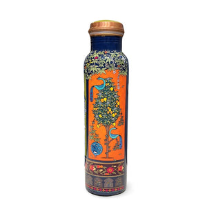 Lacoppera Copper Mist Vanavaibhav Water Bottle with 2 Glass Drinkware Gift Set | Set of 3 Pcs