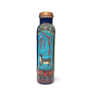 Lacoppera Copper Mist Vanavaibhav Water Bottle with 2 Glass Drinkware Gift Set | Set of 3 Pcs