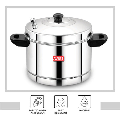 AVIAS Stainless Steel Idly Cooker | Induction And Gas Stove Base | 4 Plates