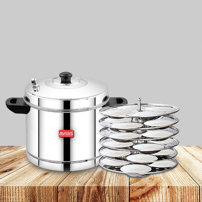 AVIAS Stainless Steel Idly Cooker | Induction And Gas Stove Base | 6 Plates