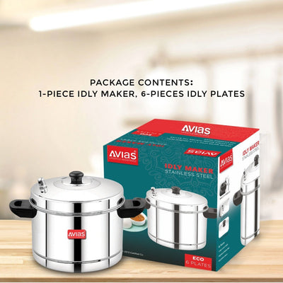 AVIAS Stainless Steel Idly Cooker | Induction And Gas Stove Base | 6 Plates