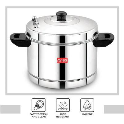 AVIAS Stainless Steel Idly Cooker | Induction And Gas Stove Base | 6 Plates