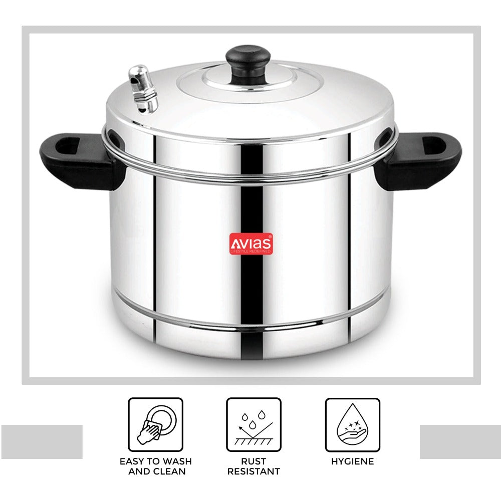 AVIAS Stainless Steel Idly Cooker | Induction And Gas Stove Base | 6 Plates