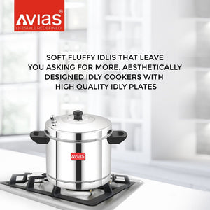 AVIAS Stainless Steel Idly Cooker | Induction And Gas Stove Base | 6 Plates
