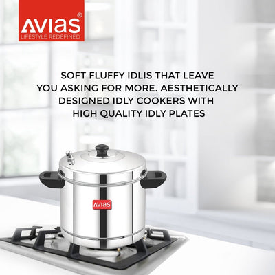 AVIAS Stainless Steel Idly Cooker | Induction And Gas Stove Base | 6 Plates