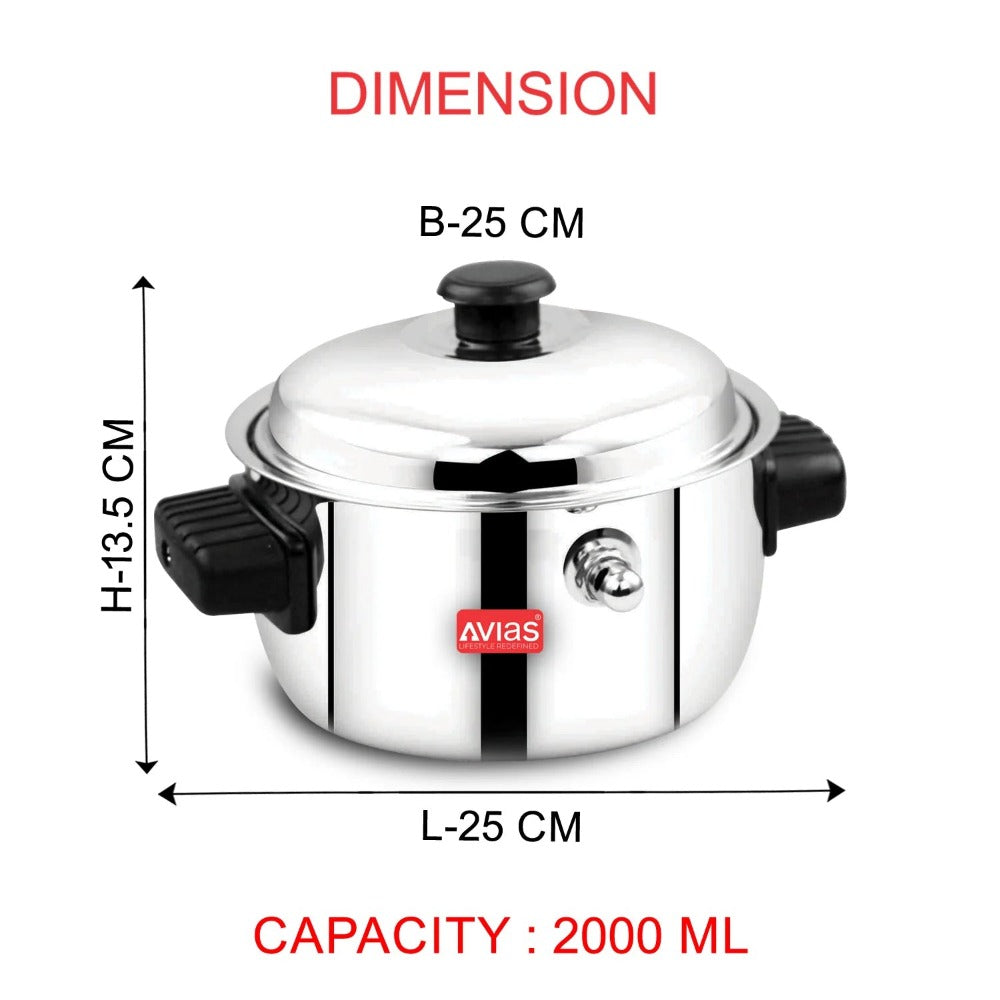 AVIAS Stainless Steel Milk Cooker | Silver | 1 Pc