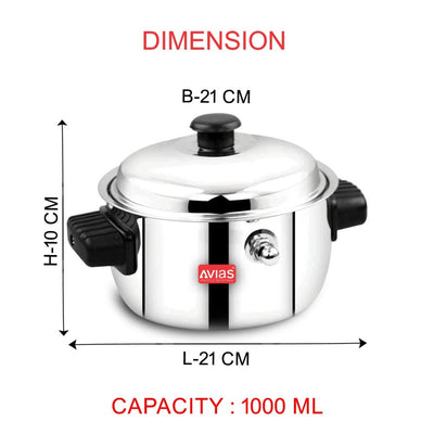 AVIAS Stainless Steel Milk Cooker | Silver | 1 Pc