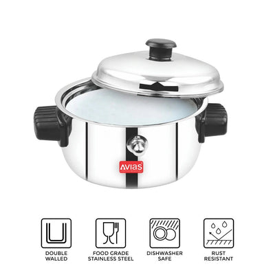 AVIAS Stainless Steel Milk Cooker | Silver | 1 Pc