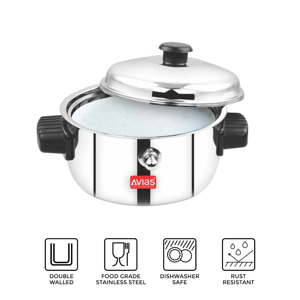 AVIAS Stainless Steel Milk Cooker | Silver | 1 Pc
