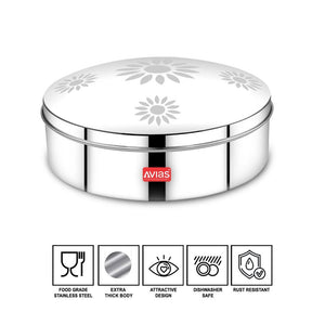 AVIAS Dome Stainless Steel Spice Box | 7 Compartments and 1 Spoon | Silver
