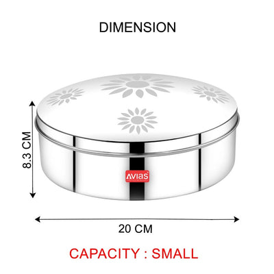 AVIAS Dome Stainless Steel Spice Box | 7 Compartments and 1 Spoon | Silver