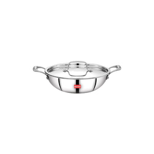 AVIAS Riara Premium Stainless Steel Tri-Ply Kadhai With Lid | Gas & Induction Compatible | Silver | 1 Pc