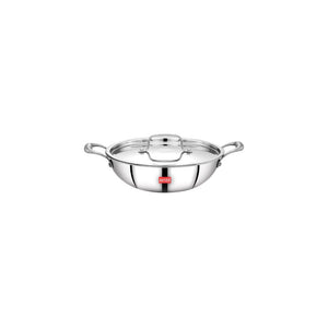 AVIAS Riara Premium Stainless Steel Tri-Ply Kadhai With Lid | Gas & Induction Compatible | Silver | 1 Pc
