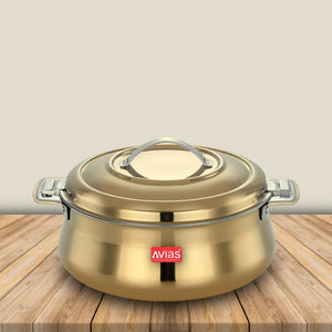 AVIAS Riara Premium Stainless Steel Casserole | Golden | 1 Pc