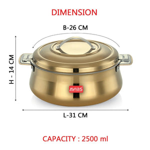 AVIAS Riara Premium Stainless Steel Casserole | Golden | 1 Pc