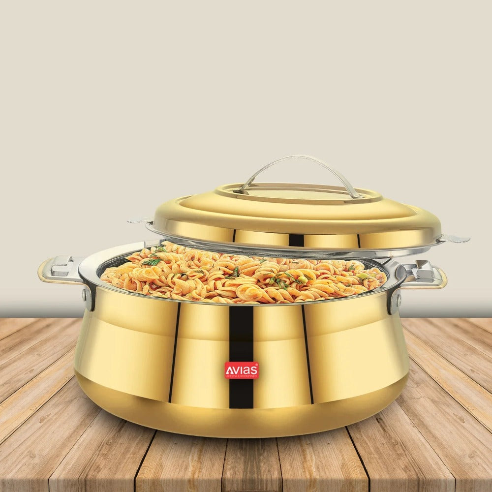 AVIAS Riara Premium Stainless Steel Casserole | Golden | 1 Pc