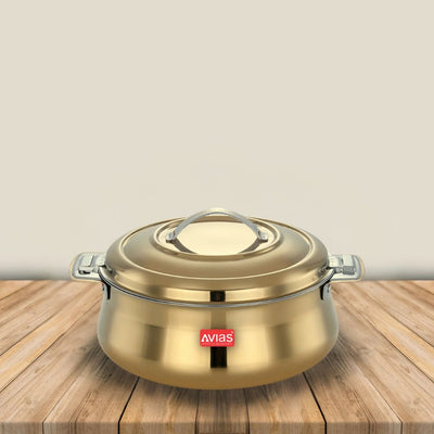 AVIAS Riara Premium Stainless Steel Casserole | Golden | 1 Pc