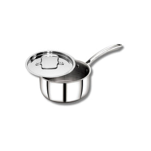 AVIAS Riara Premium Stainless Steel Tri-Ply Saucepan With Steel Lid | Gas & Induction Compatible | Silver