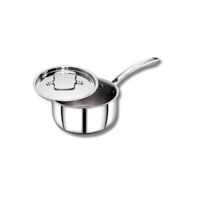 AVIAS Riara Premium Stainless Steel Tri-Ply Saucepan With Steel Lid | Gas & Induction Compatible | Silver