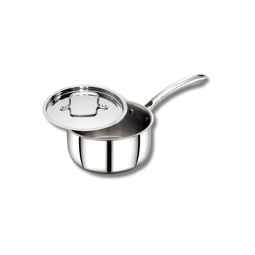 AVIAS Riara Premium Stainless Steel Tri-Ply Saucepan With Steel Lid | Gas & Induction Compatible | Silver
