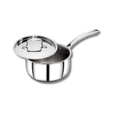 AVIAS Riara Premium Stainless Steel Tri-Ply Saucepan With Steel Lid | Gas & Induction Compatible | Silver