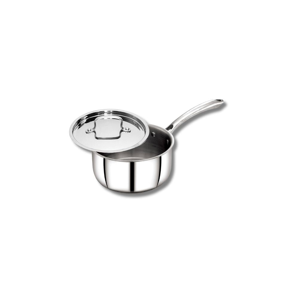 AVIAS Riara Premium Stainless Steel Tri-Ply Saucepan With Steel Lid | Gas & Induction Compatible | Silver