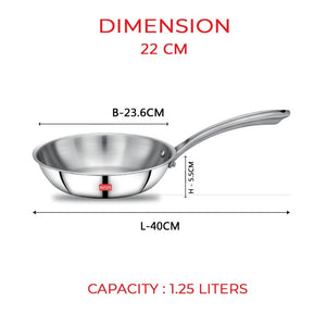 AVIAS Riara Premium Stainless Steel Tri-Ply Fry Pan | Gas & Induction Compatible | Silver
