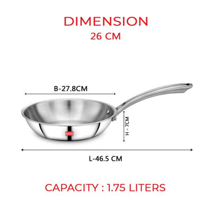 AVIAS Riara Premium Stainless Steel Tri-Ply Fry Pan | Gas & Induction Compatible | Silver