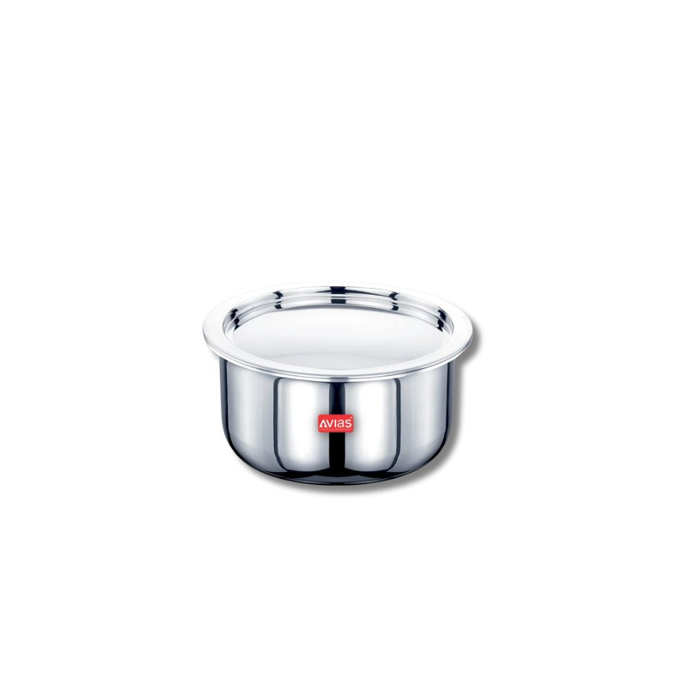 AVIAS Riara Premium Stainless Steel Tri-Ply Tope With Steel Lid | Gas & Induction Compatible | Silver