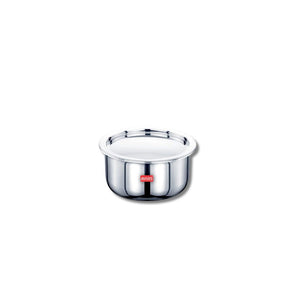 AVIAS Riara Premium Stainless Steel Tri-Ply Tope With Steel Lid | Gas & Induction Compatible | Silver