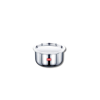AVIAS Riara Premium Stainless Steel Tri-Ply Tope With Steel Lid | Gas & Induction Compatible | Silver