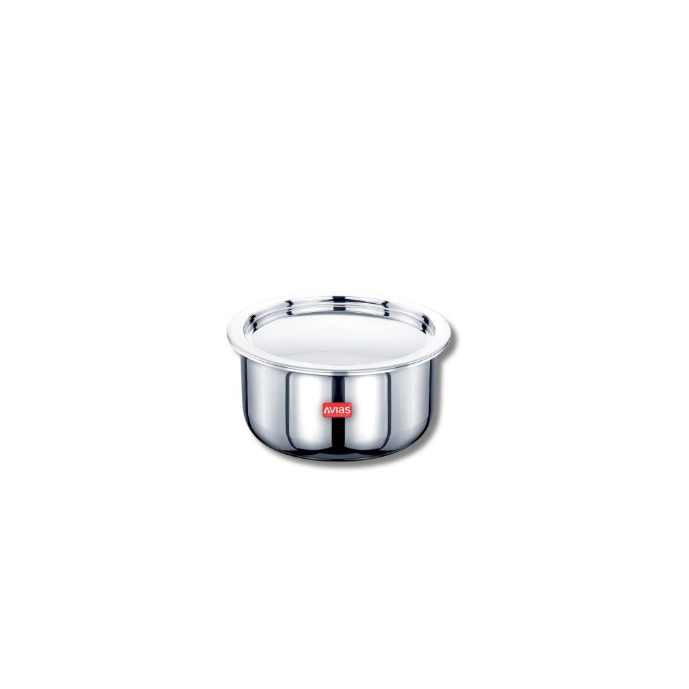 AVIAS Riara Premium Stainless Steel Tri-Ply Tope With Steel Lid | Gas & Induction Compatible | Silver