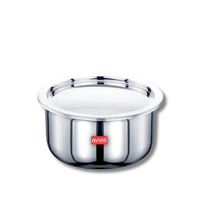 AVIAS Riara Premium Stainless Steel Tri-Ply Tope With Steel Lid | Gas & Induction Compatible | Silver