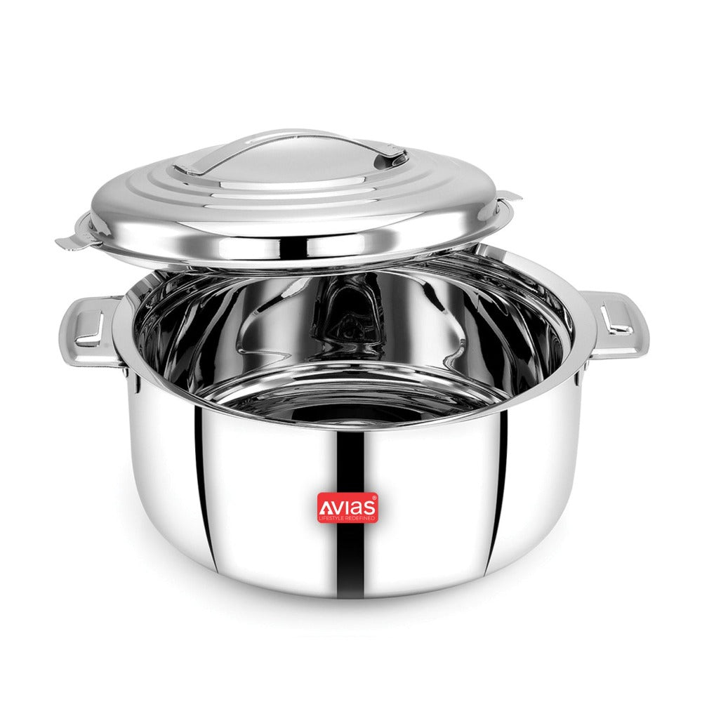 AVIAS Platina Premium Double Wall Insulated Stainless Steel Casserole | Silver | 1 Pc