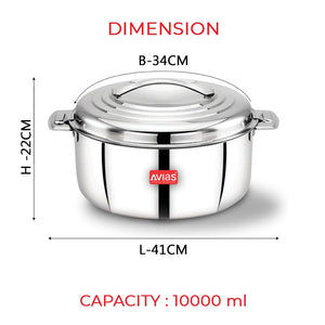 AVIAS Platina Premium Double Wall Insulated Stainless Steel Casserole | Silver | 1 Pc