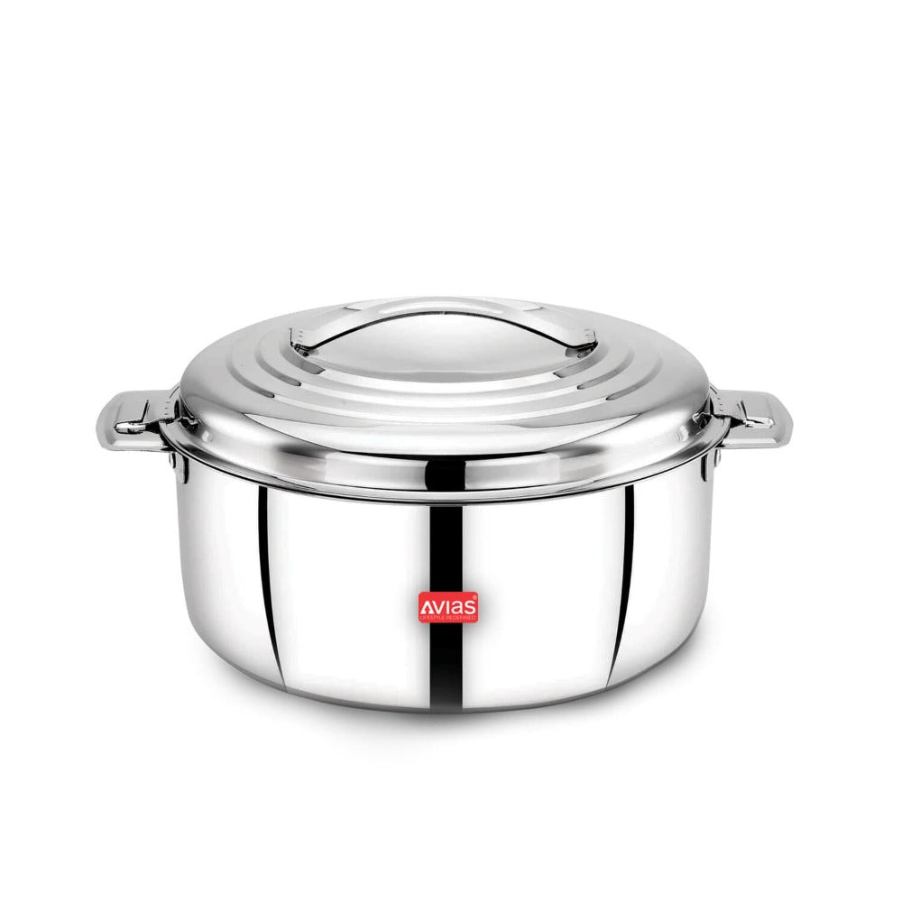 AVIAS Platina Premium Double Wall Insulated Stainless Steel Casserole | Silver | 1 Pc