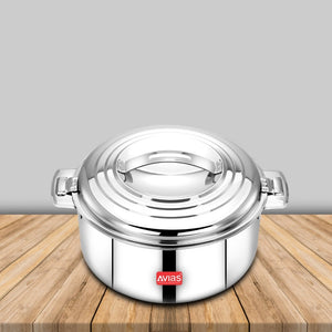 AVIAS Platina Premium Double Wall Insulated Stainless Steel Casserole | Silver | 1 Pc
