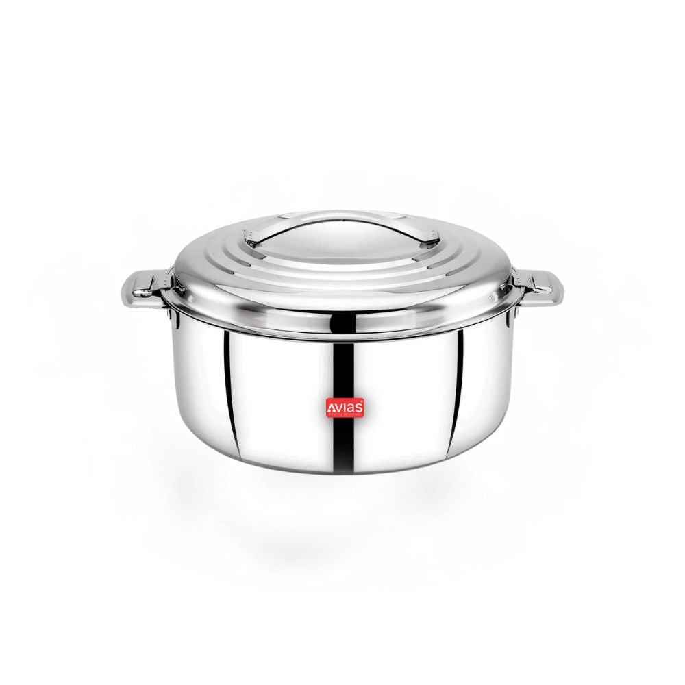 AVIAS Platina Premium Double Wall Insulated Stainless Steel Casserole | Silver | 1 Pc