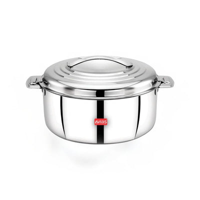 AVIAS Platina Premium Double Wall Insulated Stainless Steel Casserole | Silver | 1 Pc