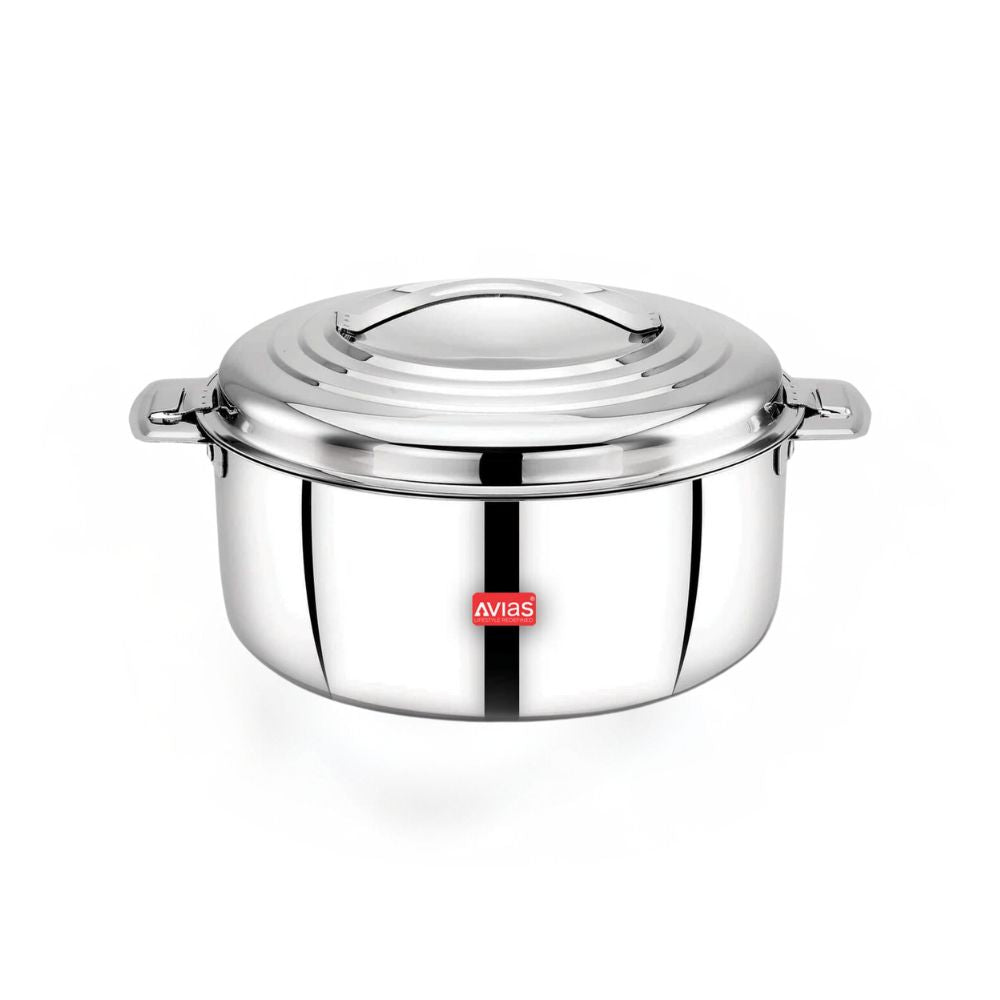 AVIAS Platina Premium Double Wall Insulated Stainless Steel Casserole | Silver | 1 Pc