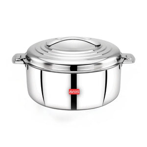 AVIAS Platina Premium Double Wall Insulated Stainless Steel Casserole | Silver | 1 Pc