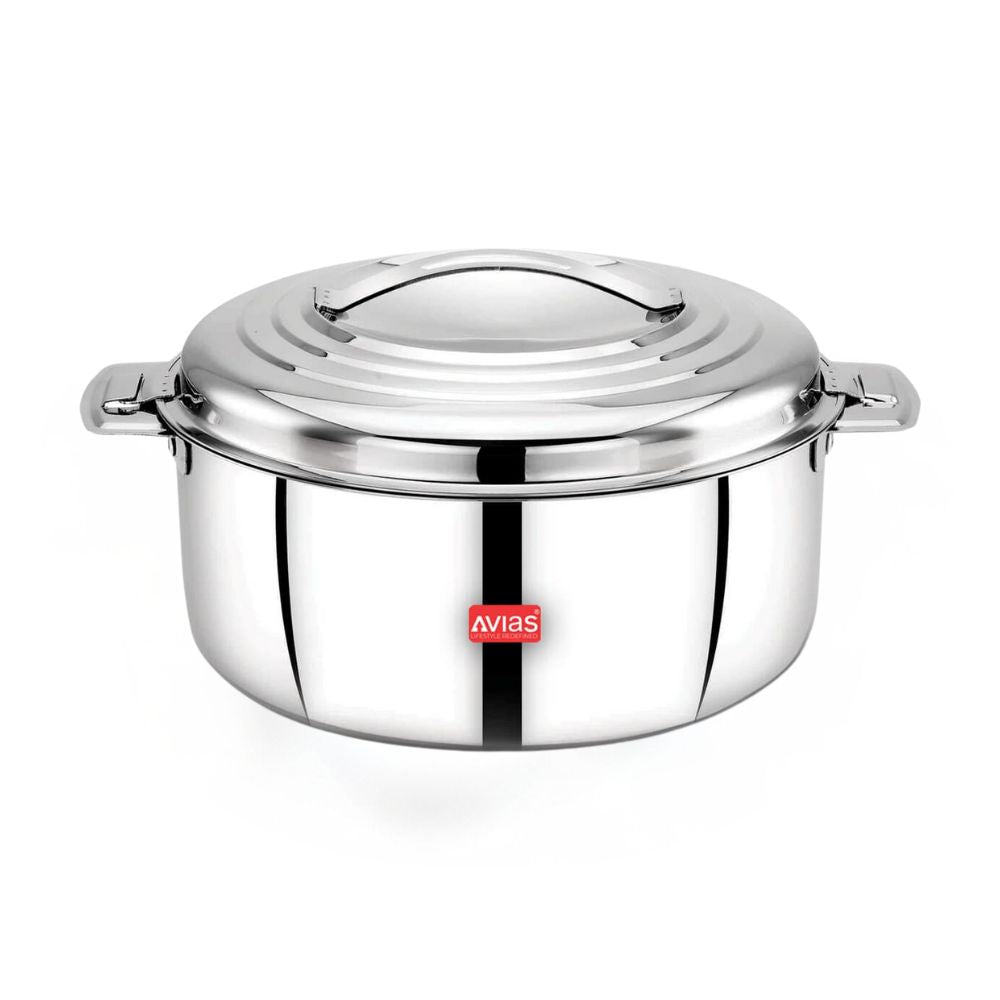 AVIAS Platina Premium Double Wall Insulated Stainless Steel Casserole | Silver | 1 Pc