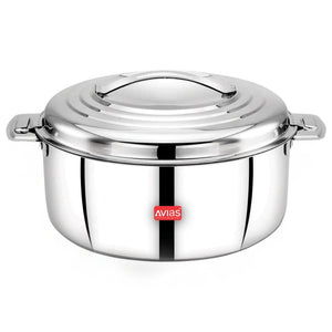 AVIAS Platina Premium Double Wall Insulated Stainless Steel Casserole | Silver | 1 Pc