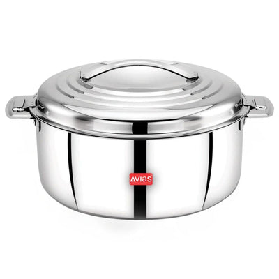 AVIAS Platina Premium Double Wall Insulated Stainless Steel Casserole | Silver | 1 Pc