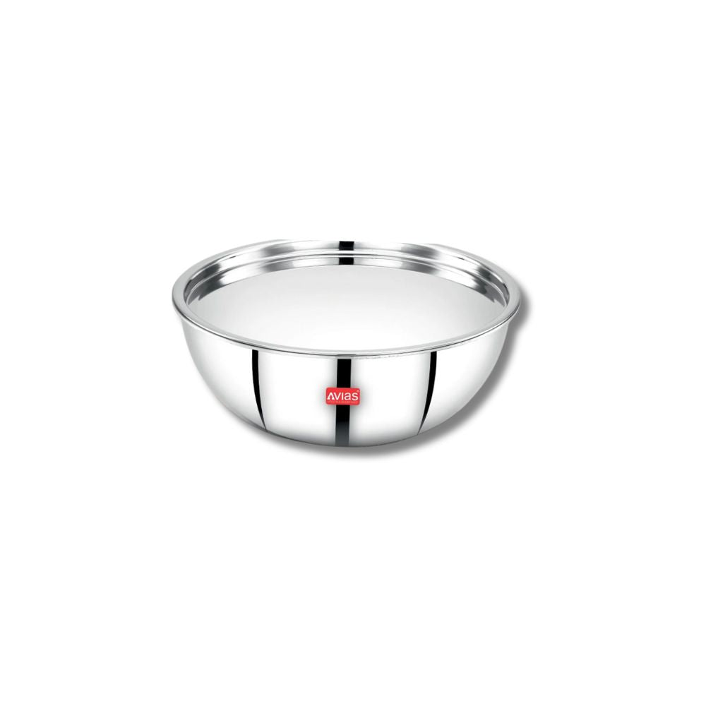AVIAS Riara Premium Stainless Steel Tri-Ply Tasla With Steel Lid | Gas & Induction Compatible | Silver | 1 Pc