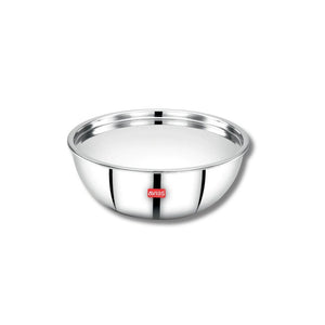 AVIAS Riara Premium Stainless Steel Tri-Ply Tasla With Steel Lid | Gas & Induction Compatible | Silver | 1 Pc
