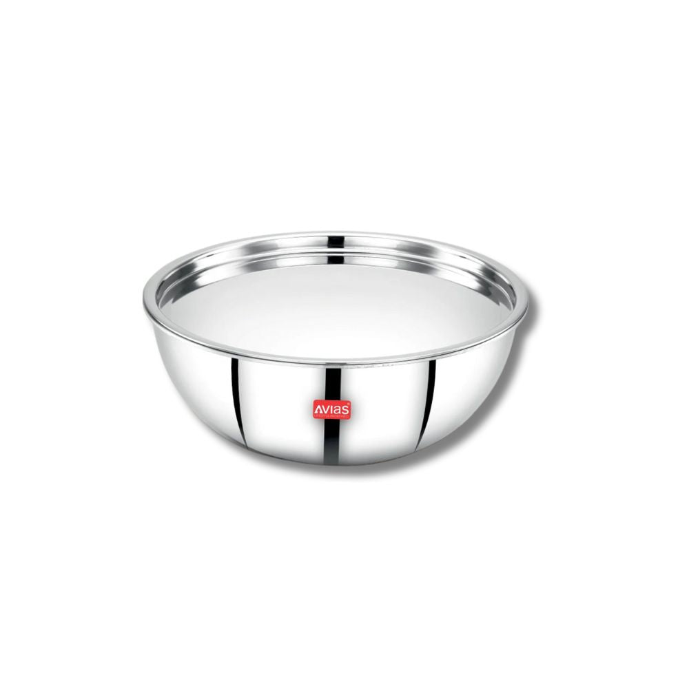 AVIAS Riara Premium Stainless Steel Tri-Ply Tasla With Steel Lid | Gas & Induction Compatible | Silver | 1 Pc