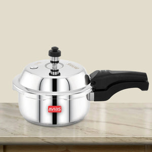 AVIAS Ceres Stainless Steel Premium Outer Lid Pressure Cooker | Gas & Induction Compatible | Silver