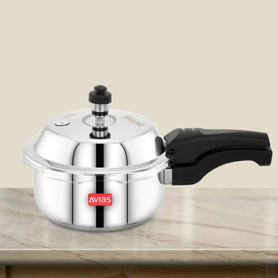 AVIAS Ceres Stainless Steel Premium Outer Lid Pressure Cooker | Gas & Induction Compatible | Silver