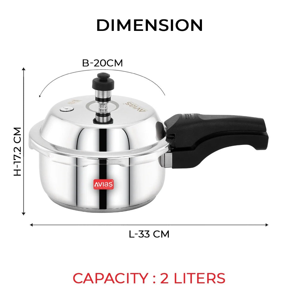 AVIAS Ceres Stainless Steel Premium Outer Lid Pressure Cooker | Gas & Induction Compatible | Silver